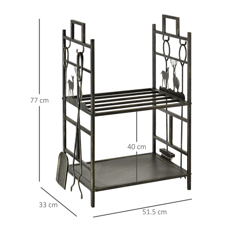 2-tier Heavy Duty Firewood Rack , Gold