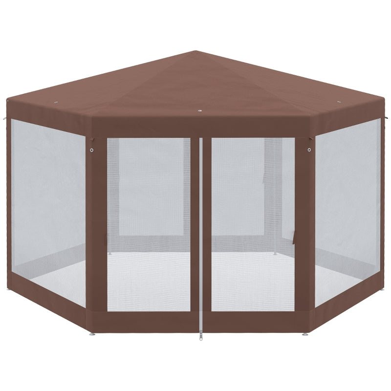 Hexagonal Garden Gazebo Patio Party Outdoor - Brown