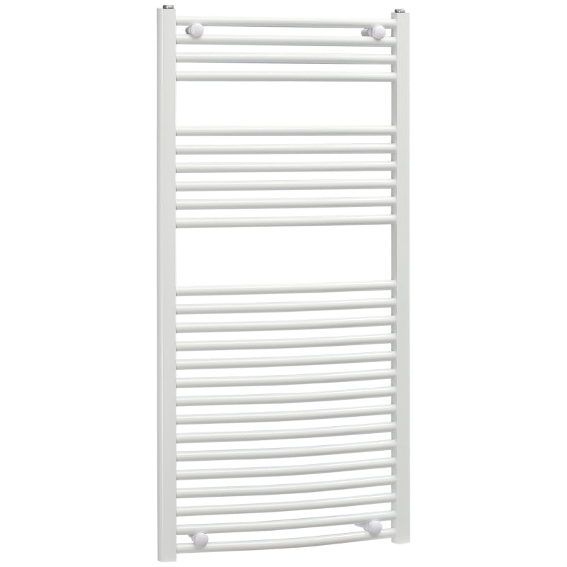 Curved Heated Towel Rail, White