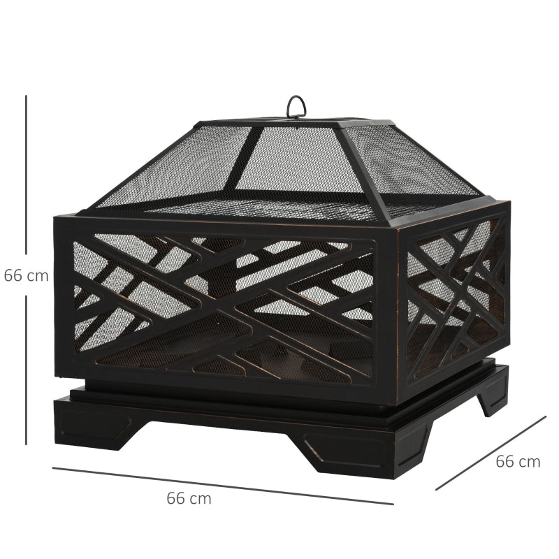 Metal Firepit Outdoor 2 In 1 Square Brazier