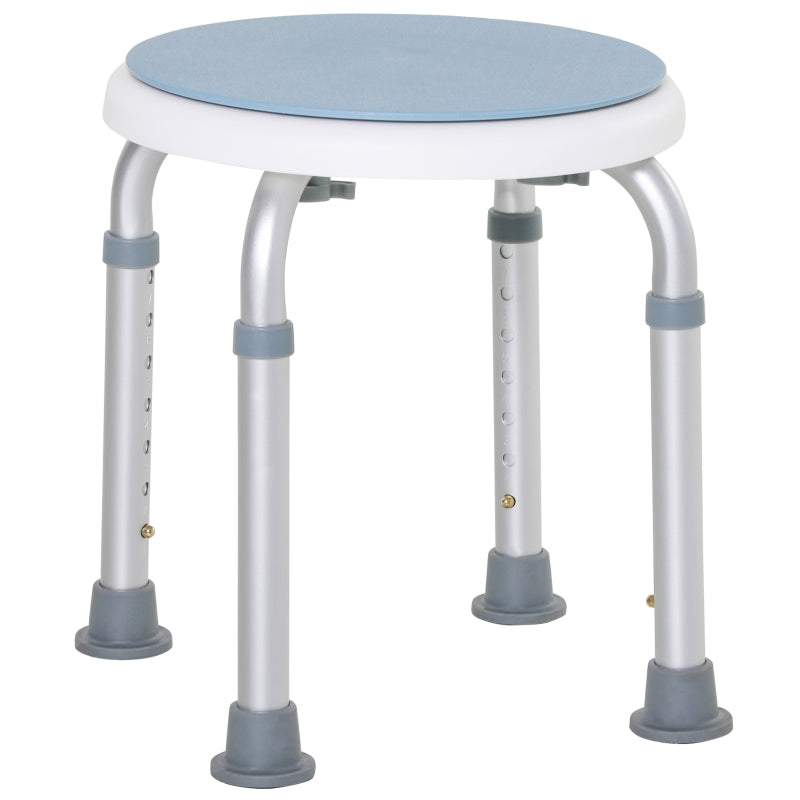 Aluminium 360°Swivel Shower Stool Blue And White