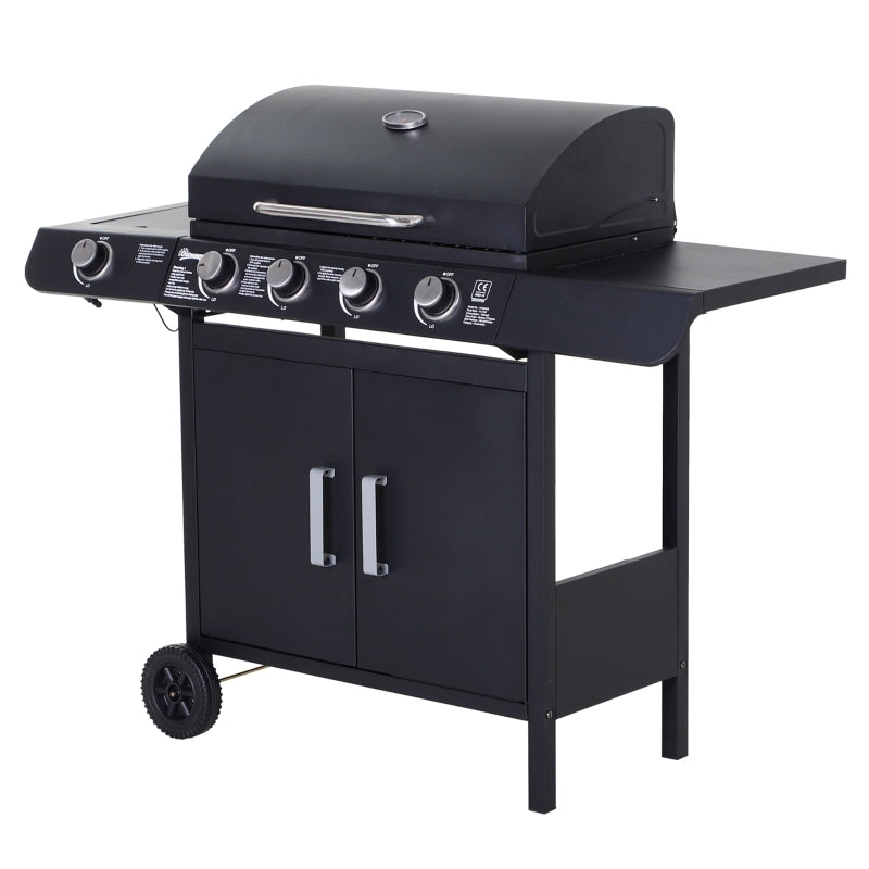 4+1 Gas Burner Grill BBQ Trolley Backyard Garden