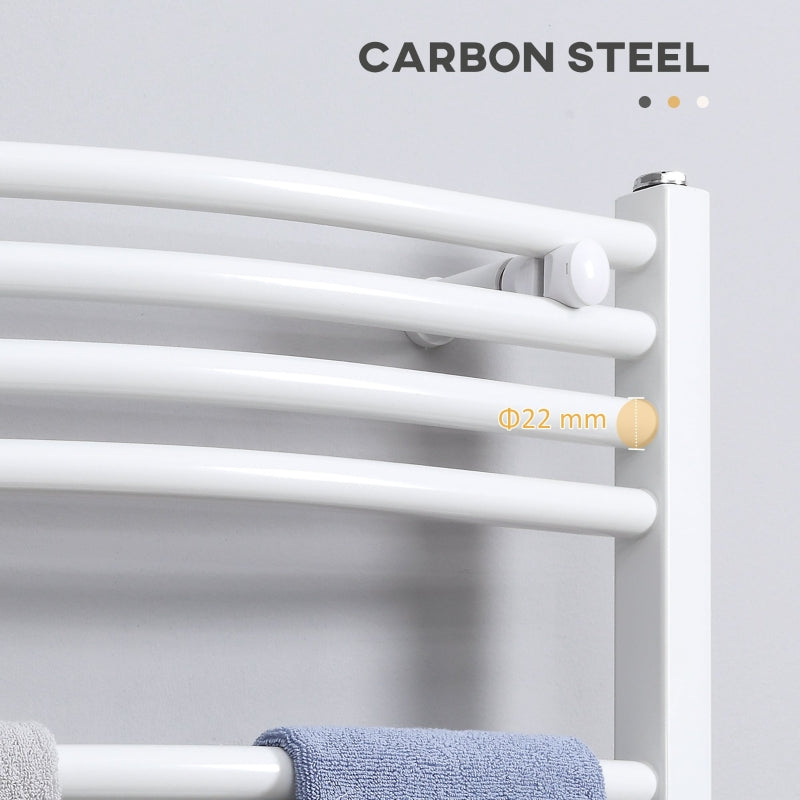 Curved Heated Towel Rail, White