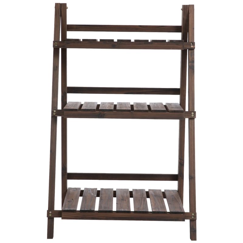 3-Tier Wooden Plant Shelf Foldable Pots Holder Stand