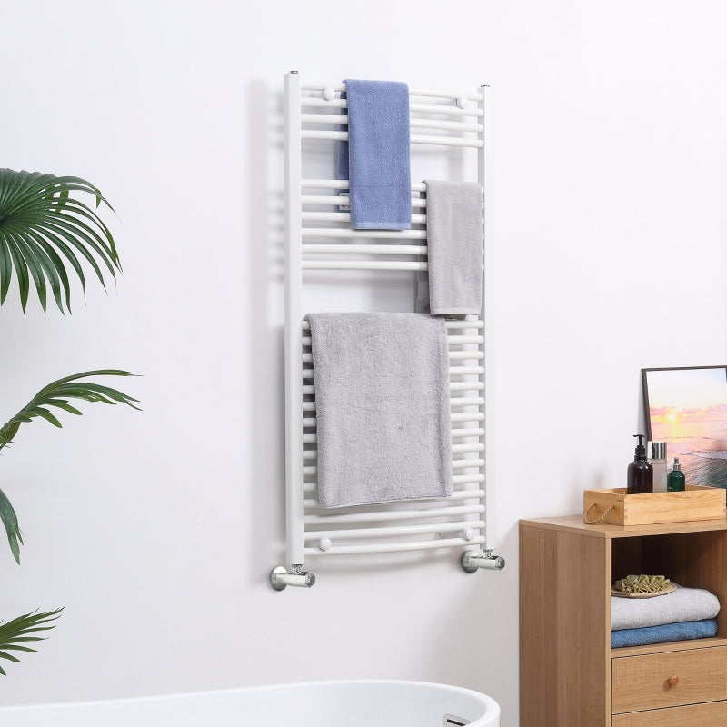 Curved Heated Towel Rail, White