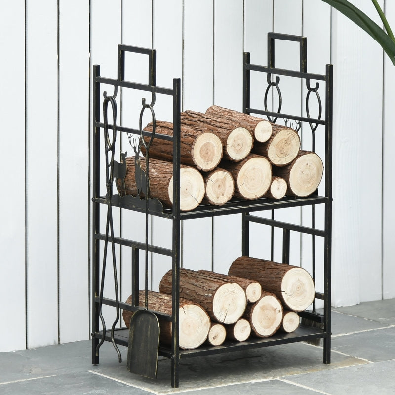 2-tier Heavy Duty Firewood Rack , Gold