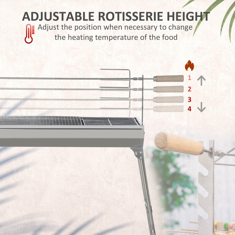 Outdoor Portable Charcoal BBQ Rotisserie Grill Roaster