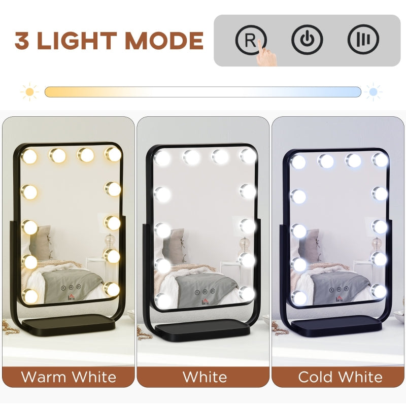 Hollywood Makeup Mirror With LED Lights, Black