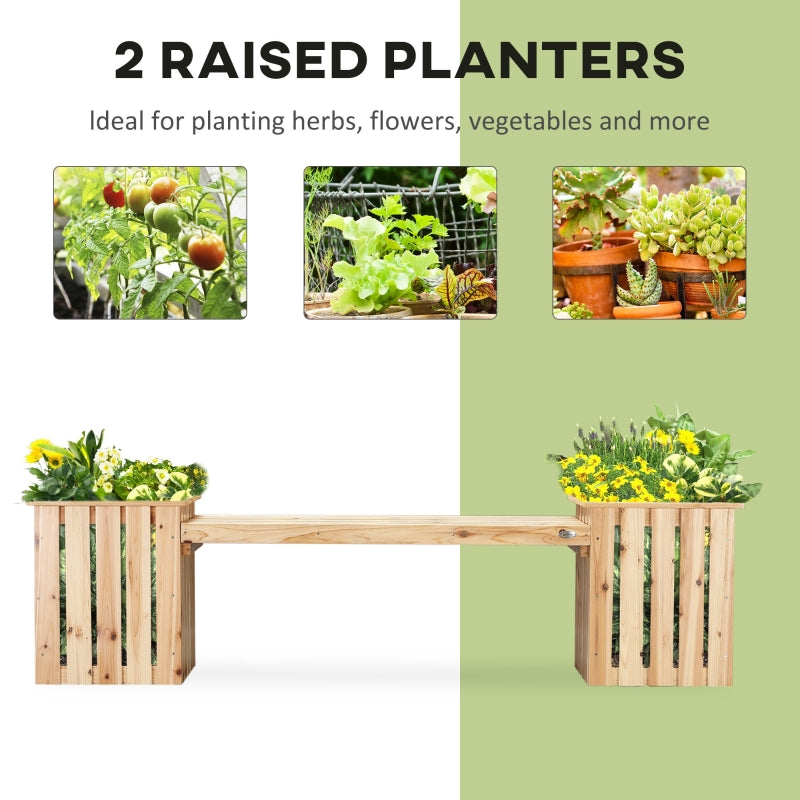 2 Seater Wooden Garden Planter - Natural