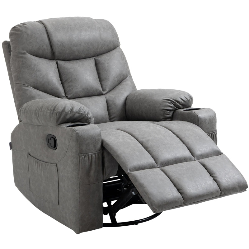 Faux Leather Reclining Armchair - Grey