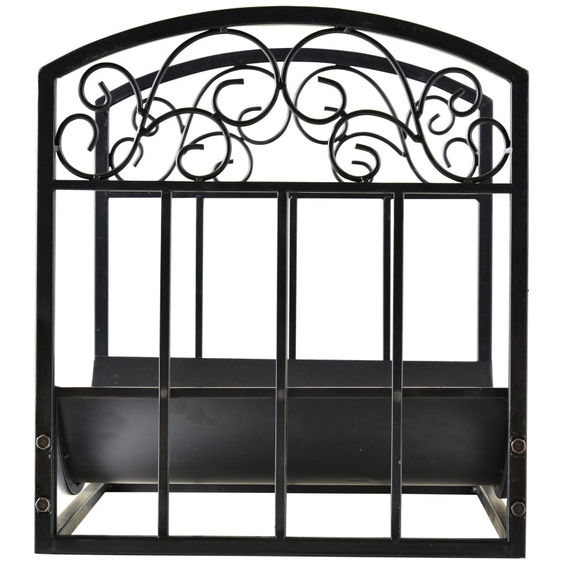 Outsunny Iron Arched Log Rack Black