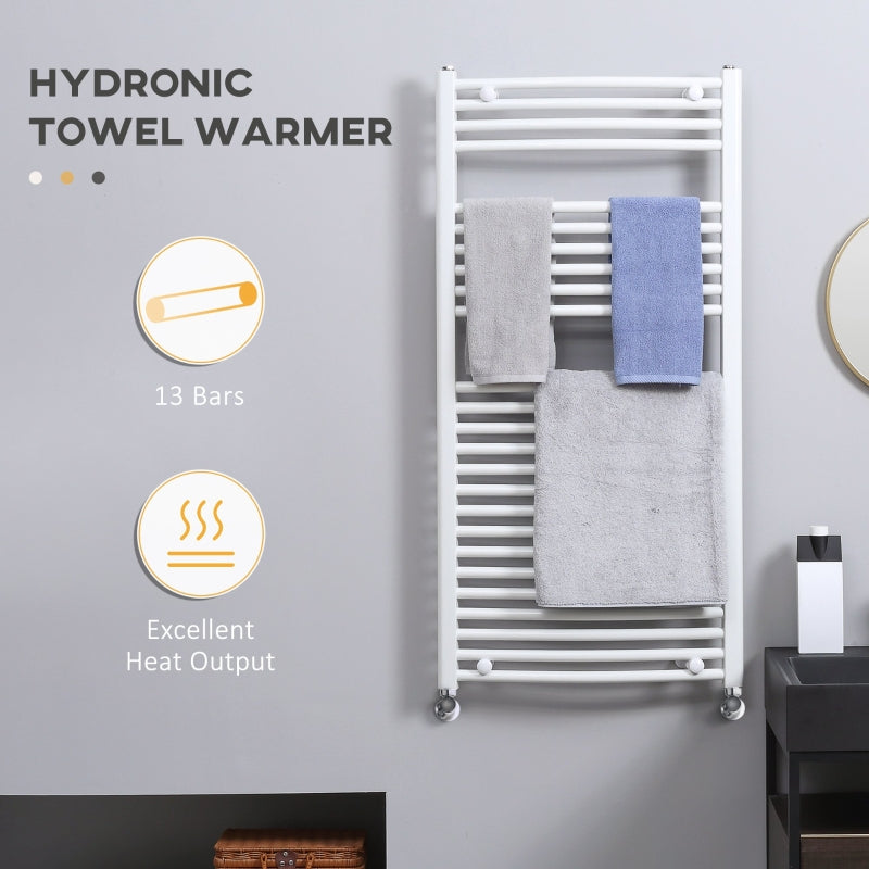 Curved Heated Towel Rail, White
