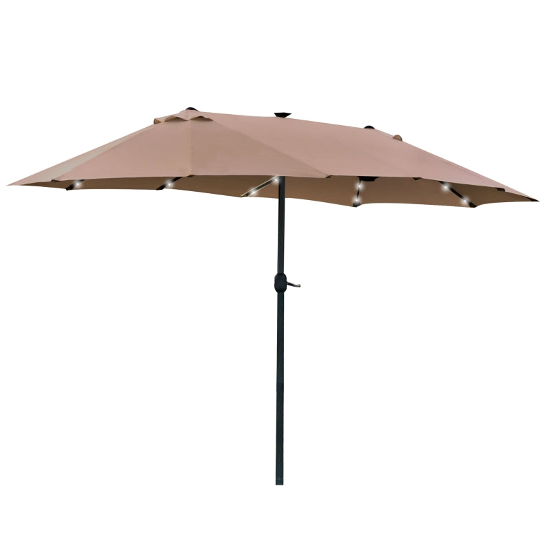 Double-Sided Umbrella Patio LED Solar Lights Khaki