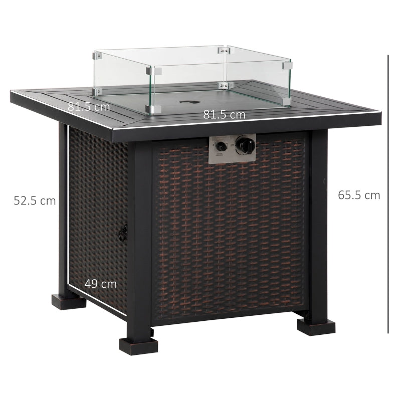 Square Propane Gas Fire Pit Table, Black