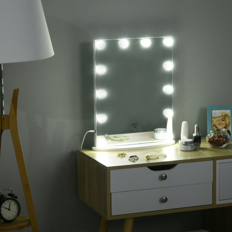 Hollywood Mirror With Lights For Makeup Dressing Table, White