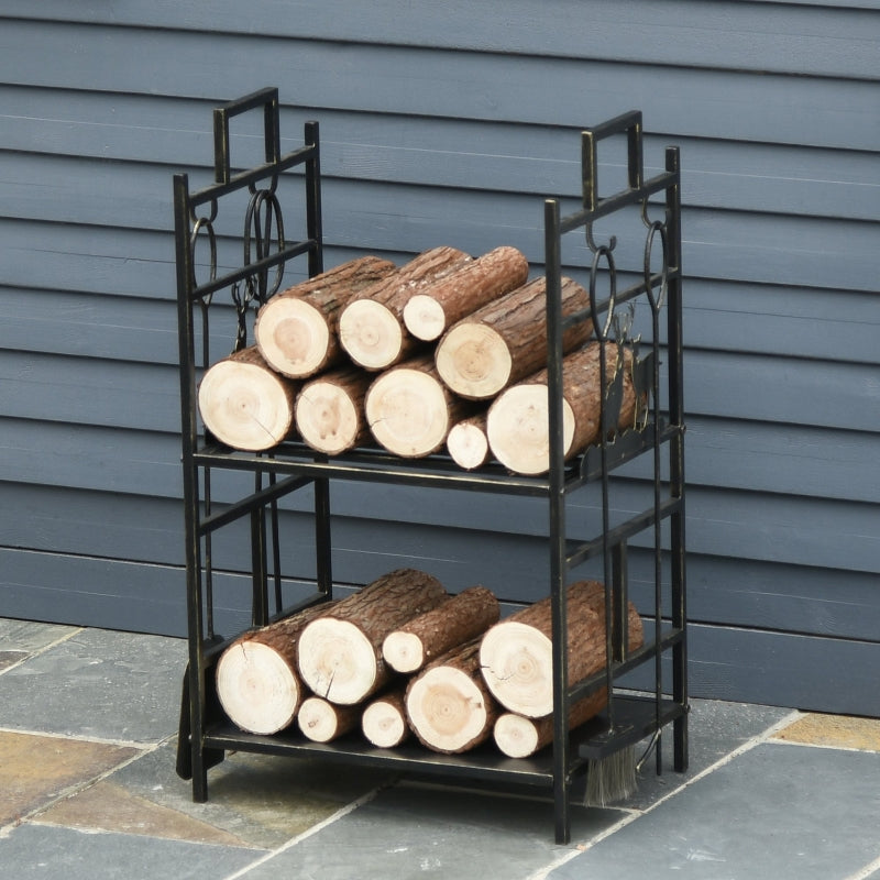 2-tier Heavy Duty Firewood Rack , Gold