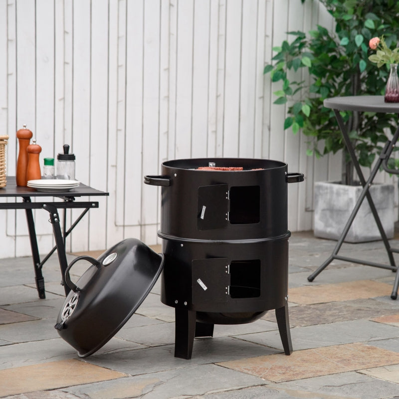 3-in-1 Smoker, Charcoal Barbecue Grill