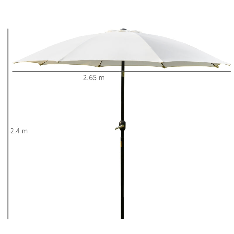 Outsunny 2.6M Umbrella Parasol-Cream White