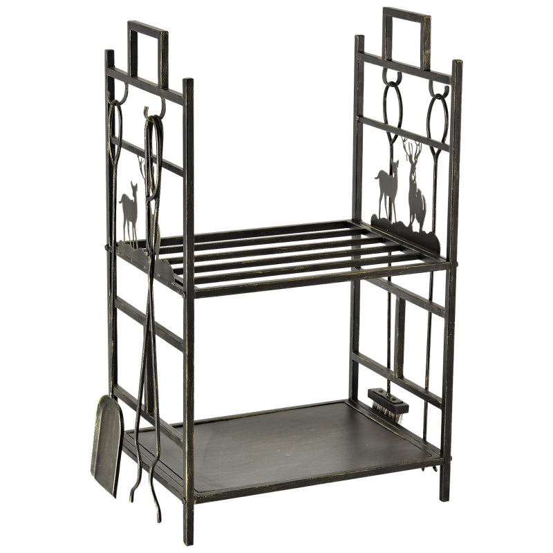 2-tier Heavy Duty Firewood Rack , Gold