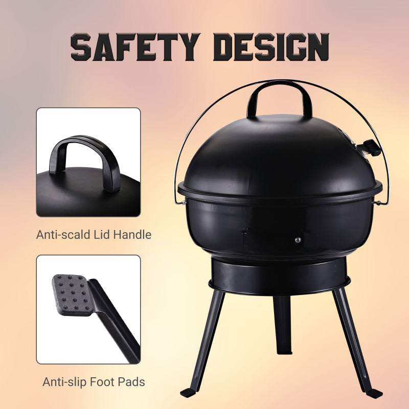 Outsunny Metal Portable Tripod Charcoal BBQ Grill Black