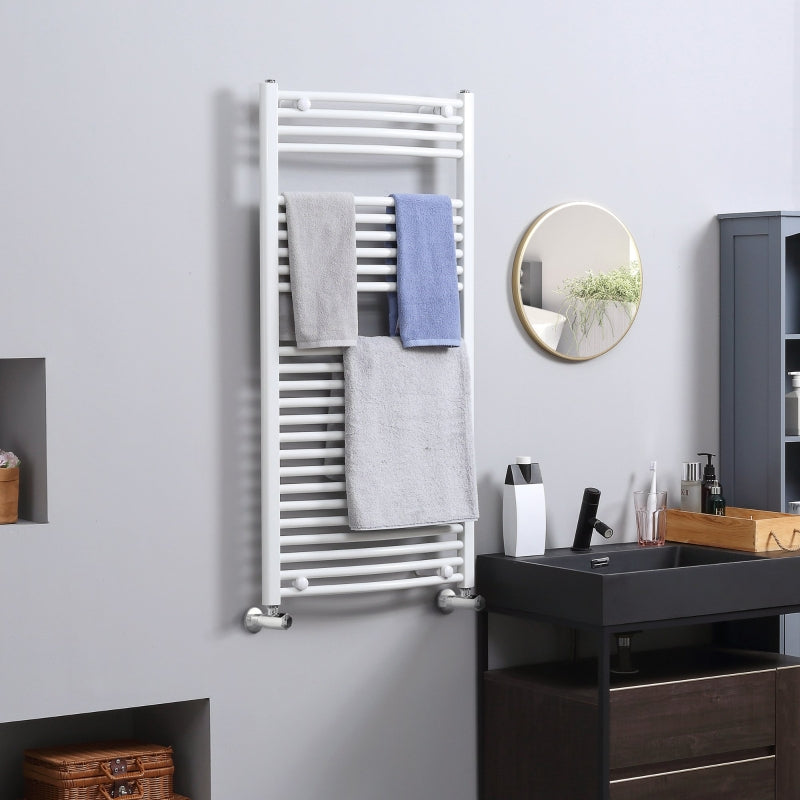 Curved Heated Towel Rail, White