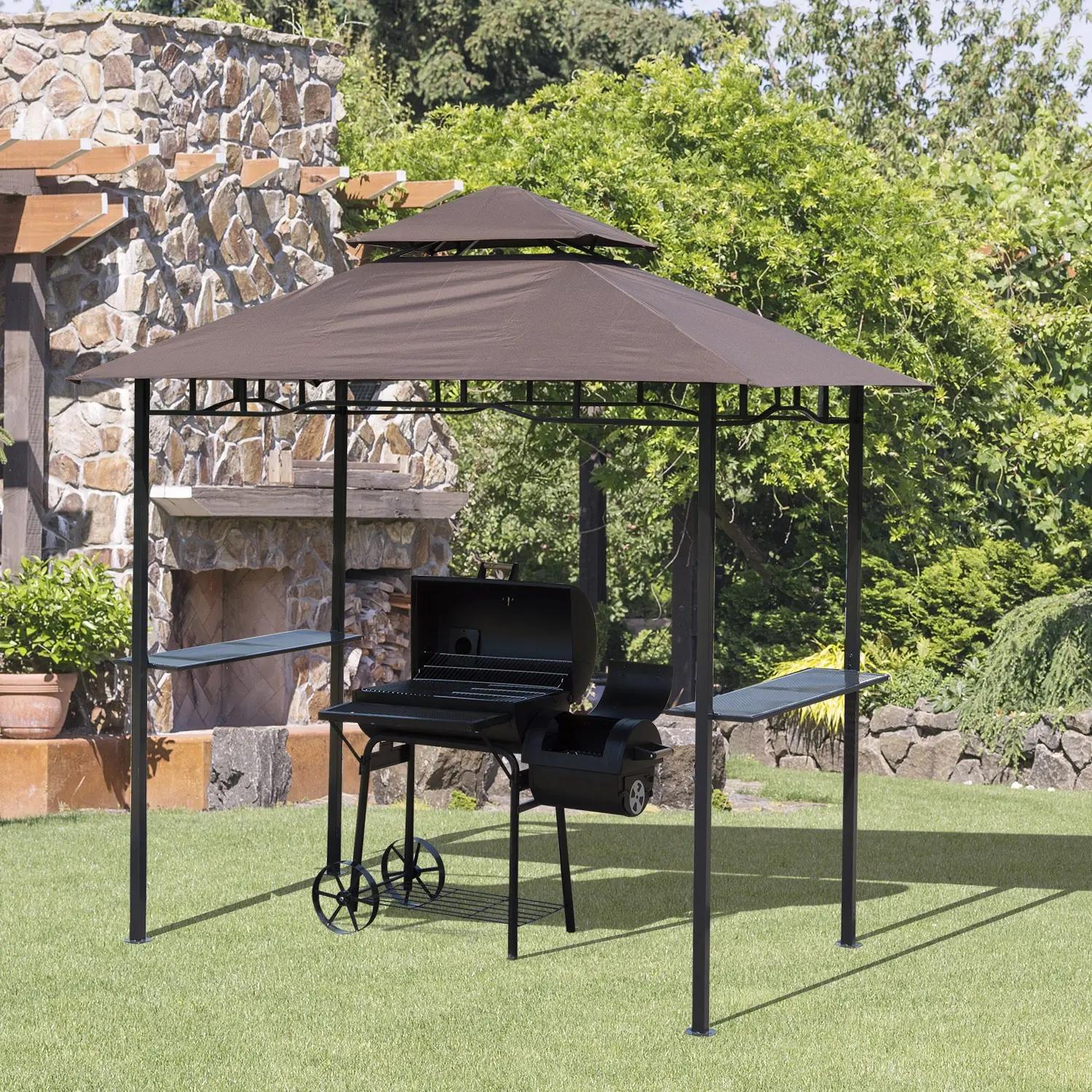 Gazebo Grill Canopy Barbecue Tent Shelter Patio Deck Cover - Coffee
