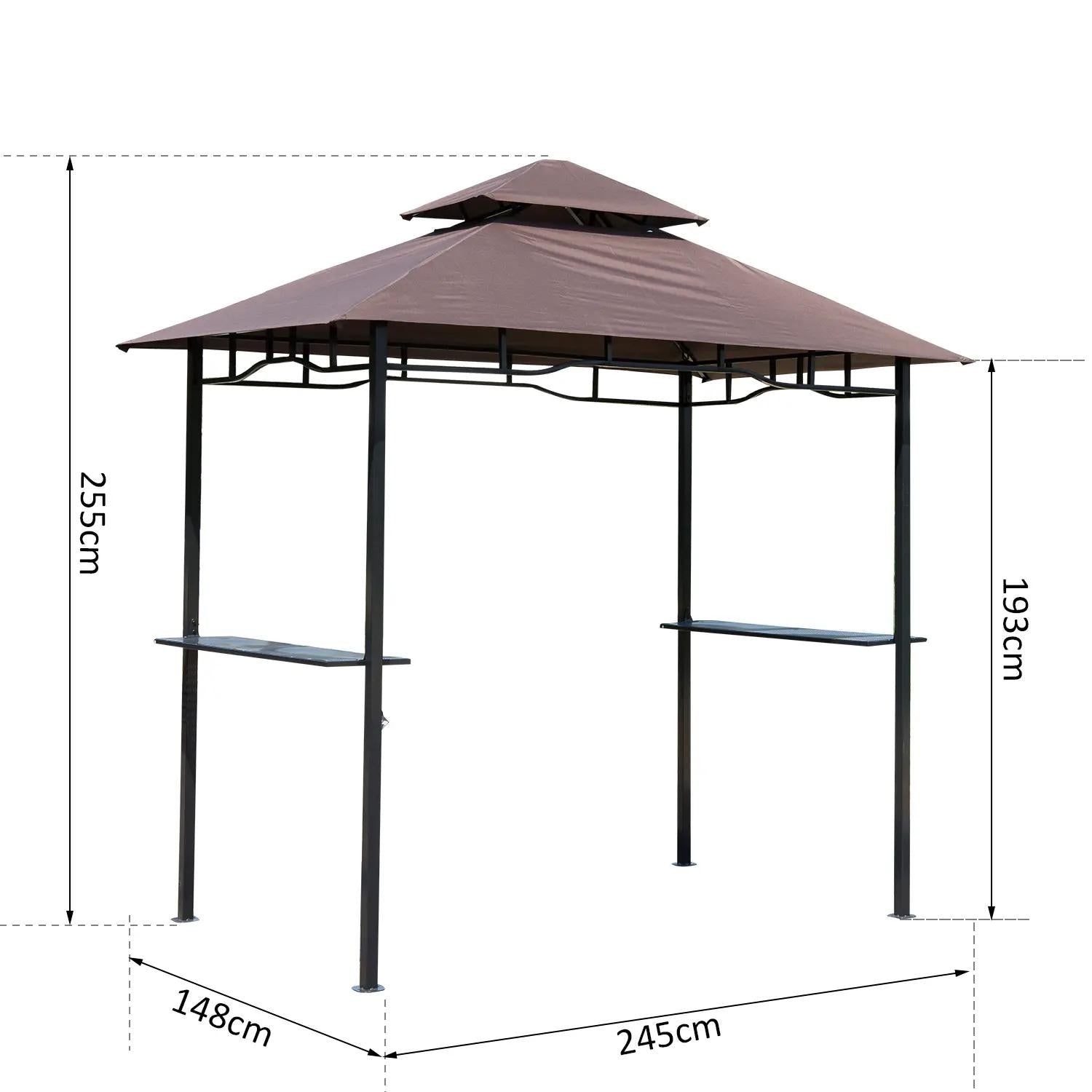 Gazebo Grill Canopy Barbecue Tent Shelter Patio Deck Cover - Coffee