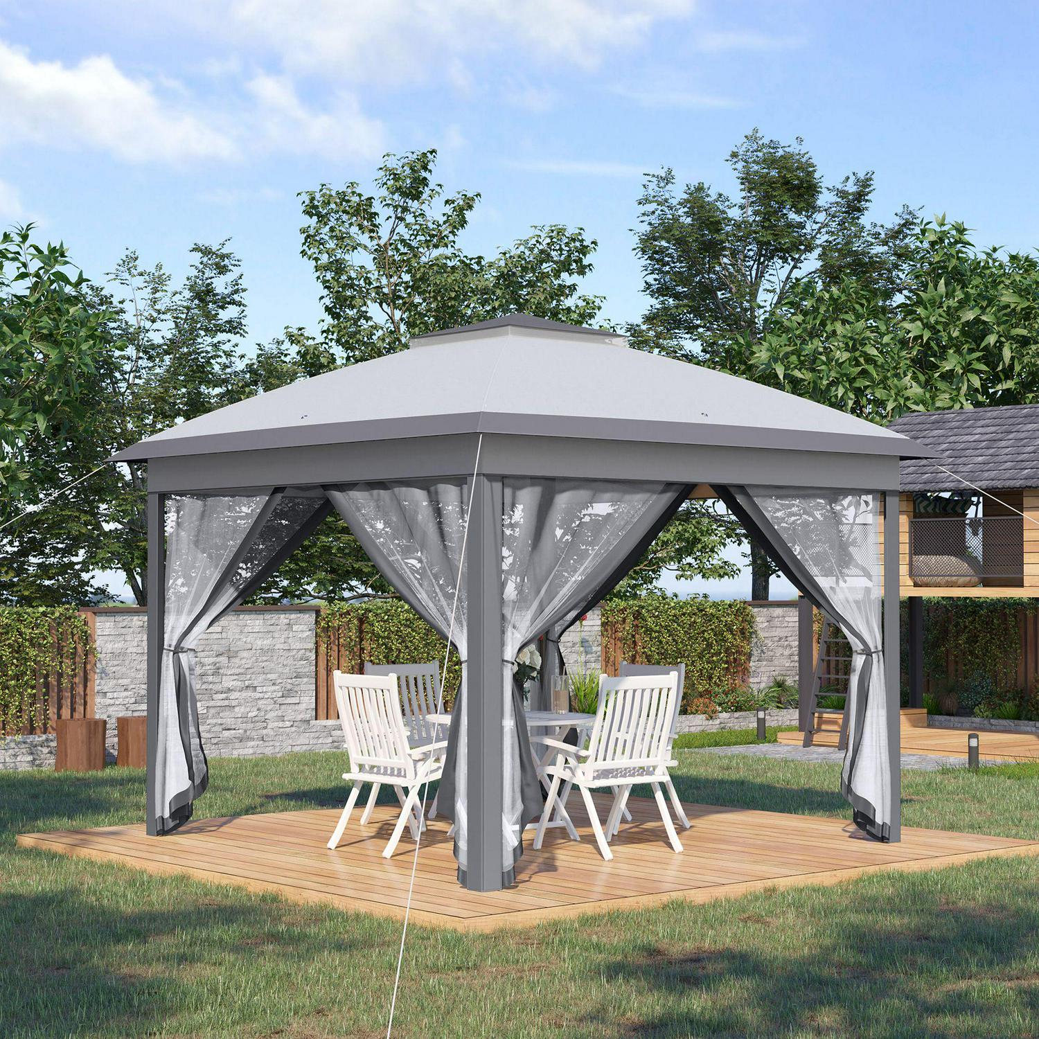 Pop Up Canopy , Double Roof Foldable Tent - Grey