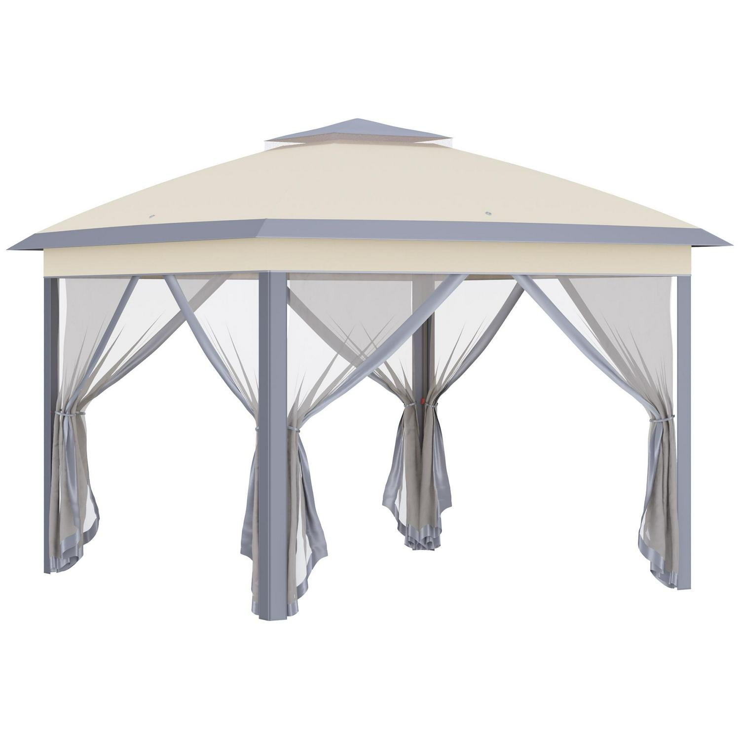 Pop Up Canopy, Double Roof Foldable Tent - Beige