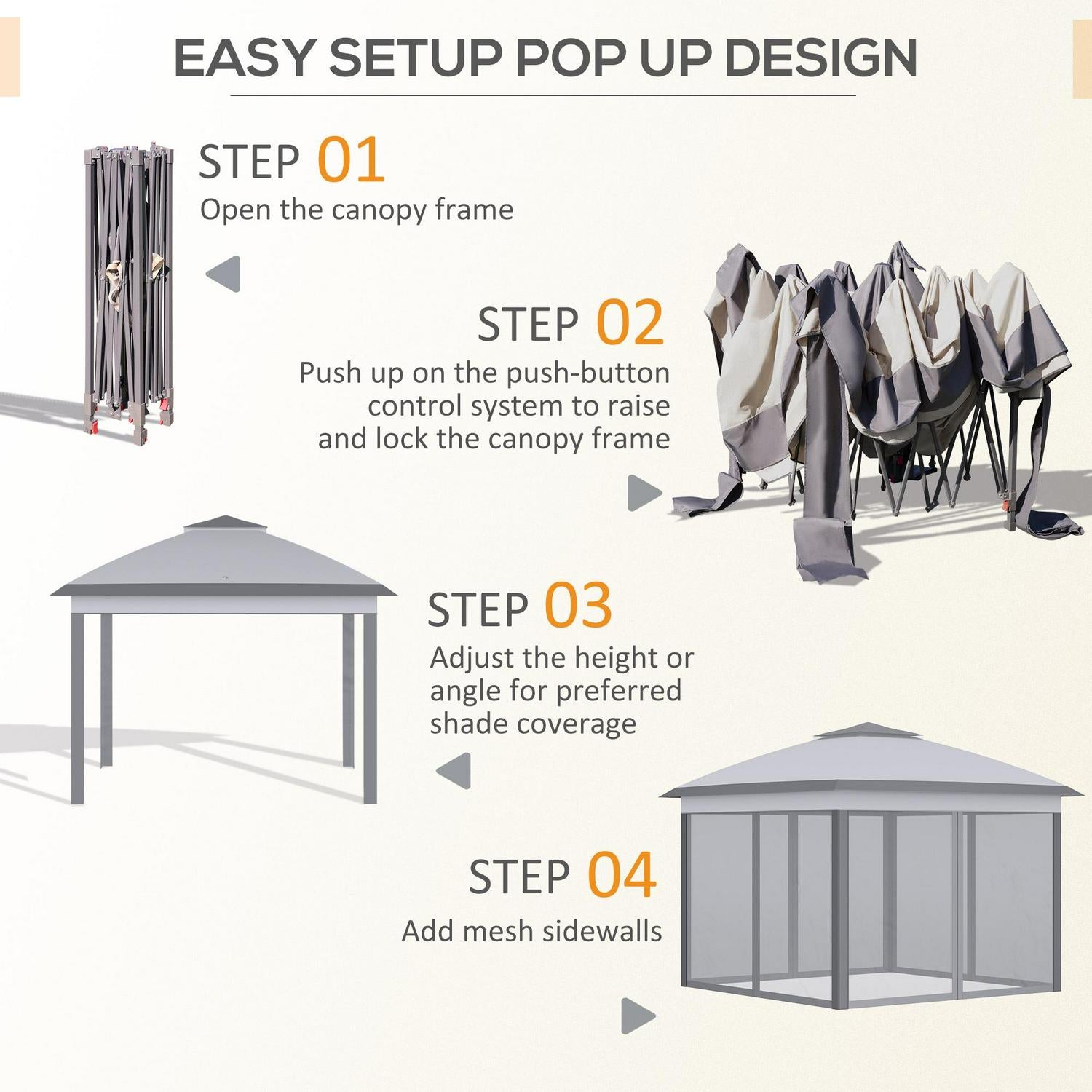 Pop Up Canopy , Double Roof Foldable Tent - Grey