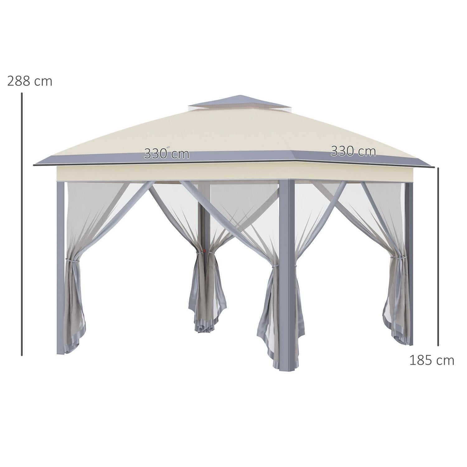 Pop Up Canopy, Double Roof Foldable Tent - Beige