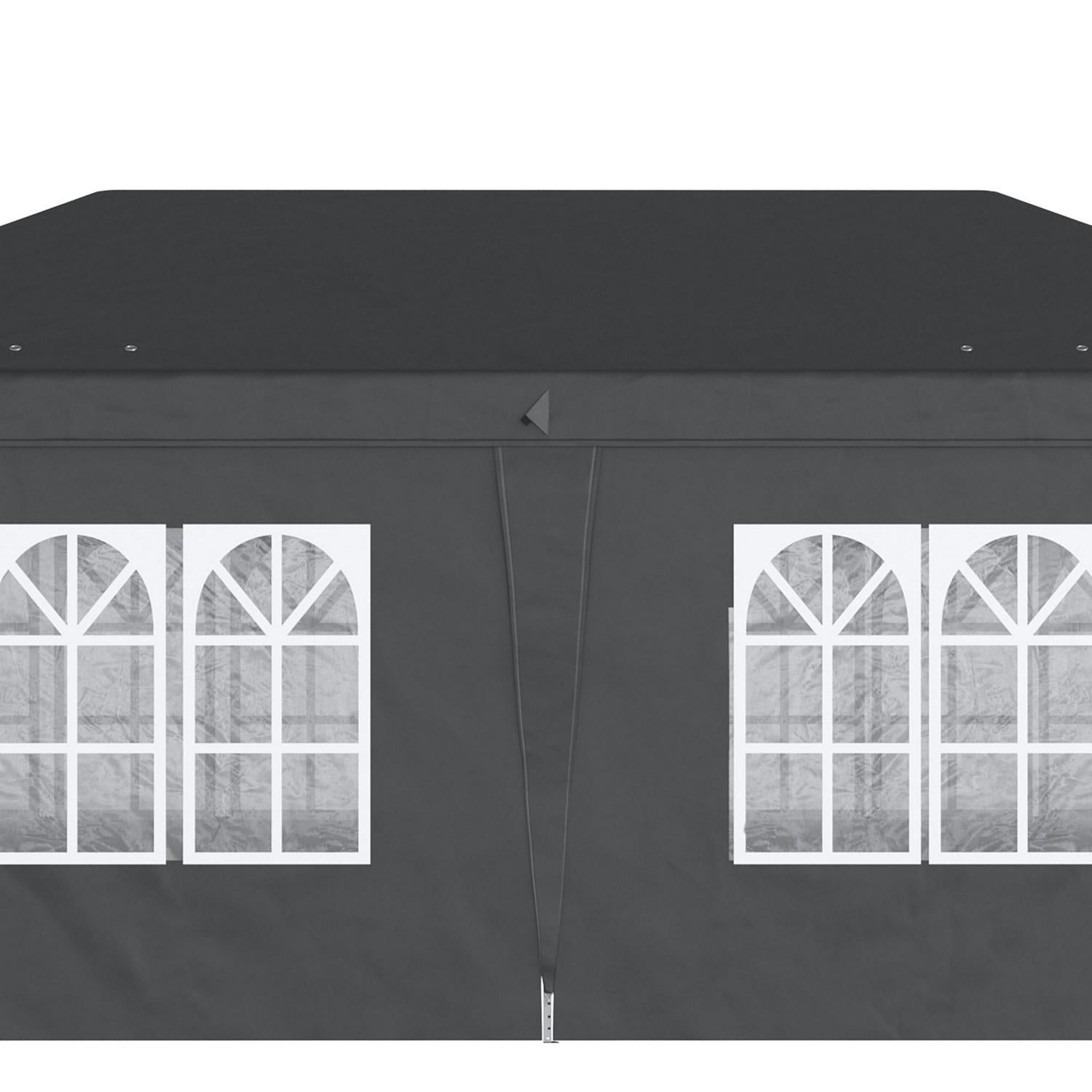 Pop Up Gazebo With Sides And Windows- Black