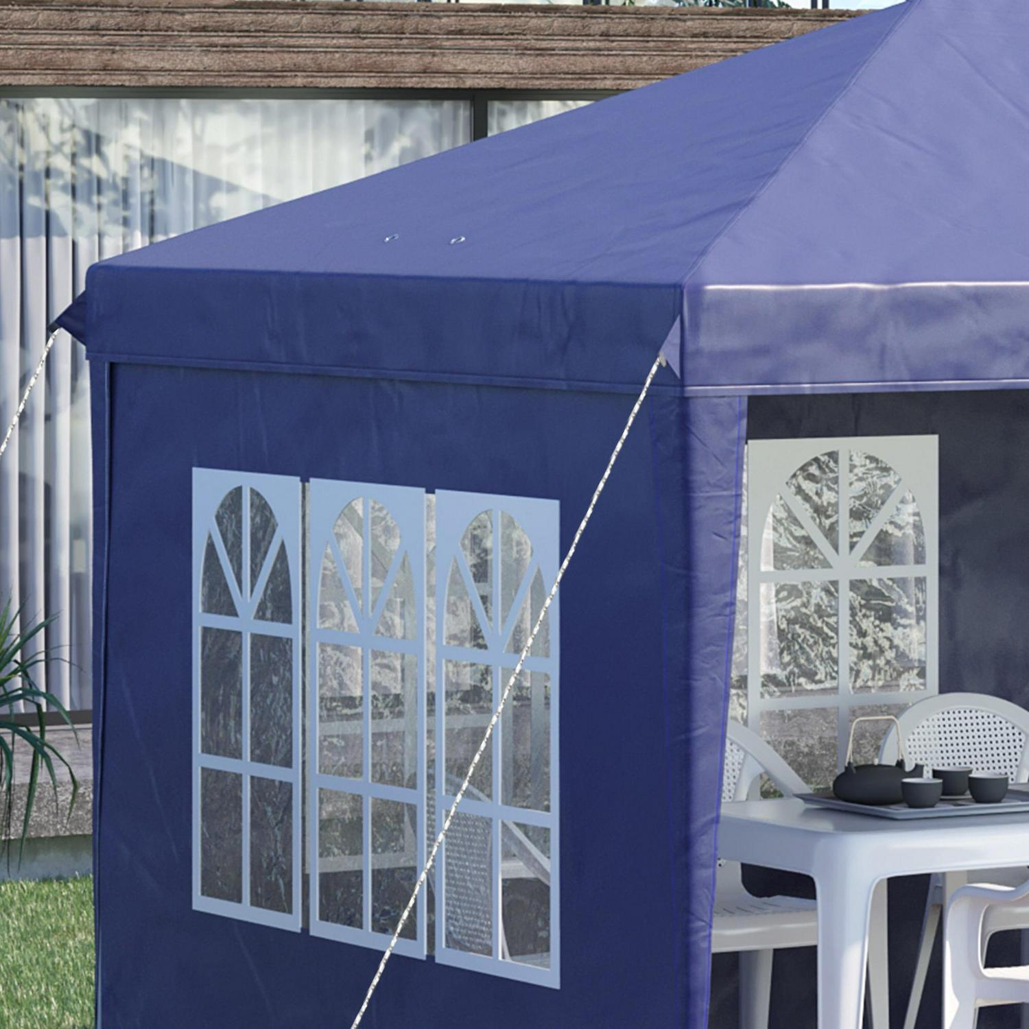 Pop Up Gazebo, Party Tent With Sidewalls And Storage Bag- Blue