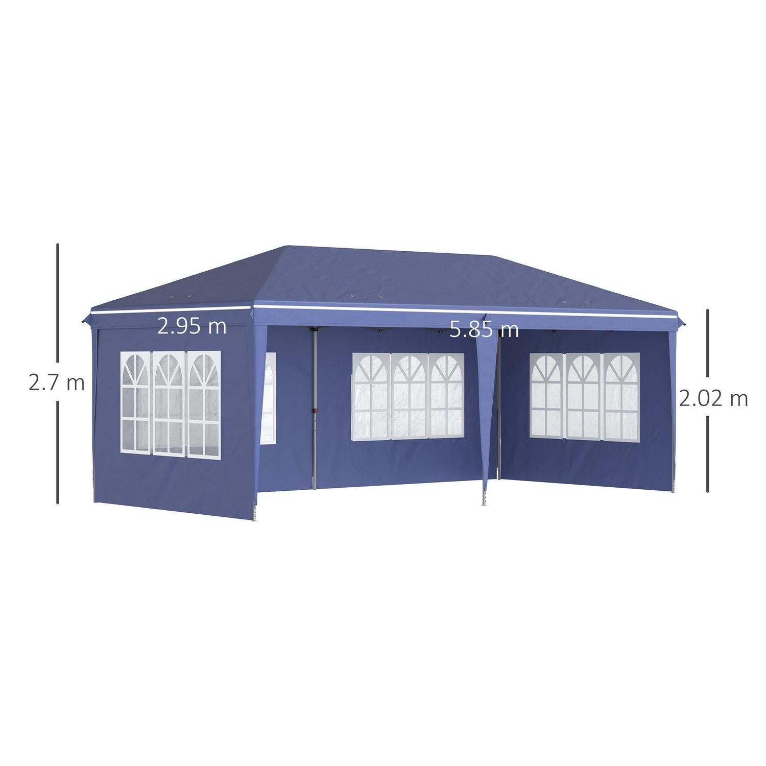 Pop Up Gazebo, Party Tent With Sidewalls And Storage Bag- Blue