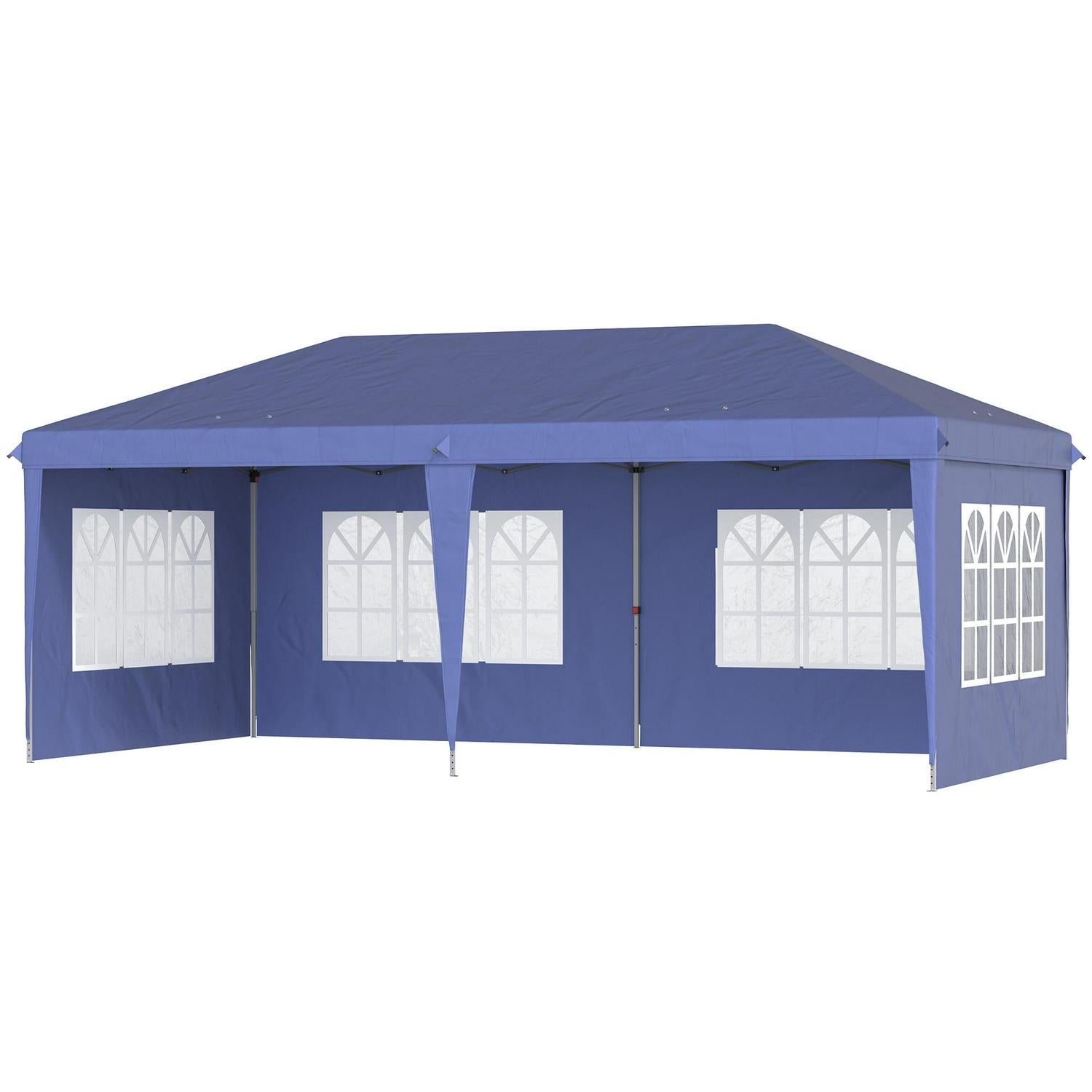 Pop Up Gazebo, Party Tent With Sidewalls And Storage Bag- Blue