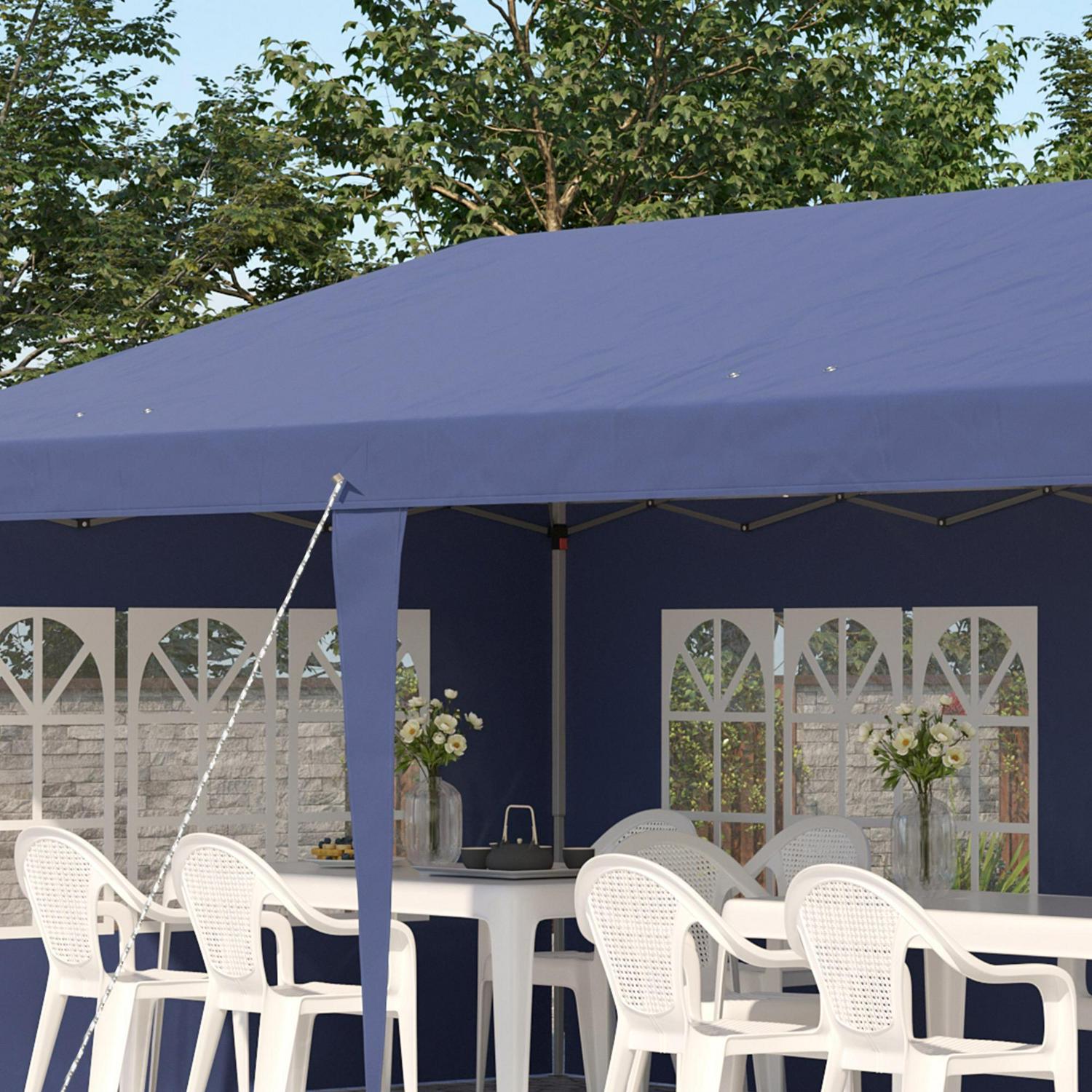 Pop Up Gazebo, Party Tent With Sidewalls And Storage Bag- Blue