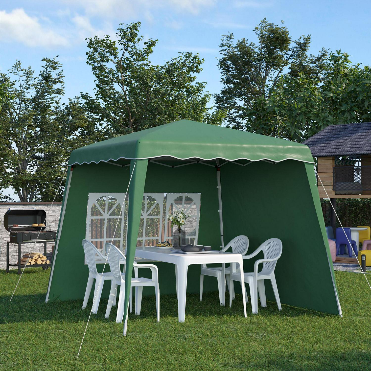 Pop Up Gazebo With 2 Sides- Green