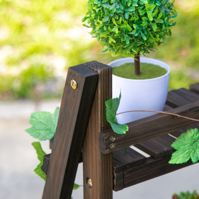 3-Tier Wooden Plant Shelf Foldable Pots Holder Stand