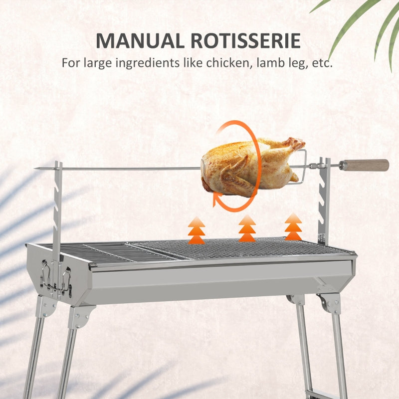 Outdoor Portable Charcoal BBQ Rotisserie Grill Roaster