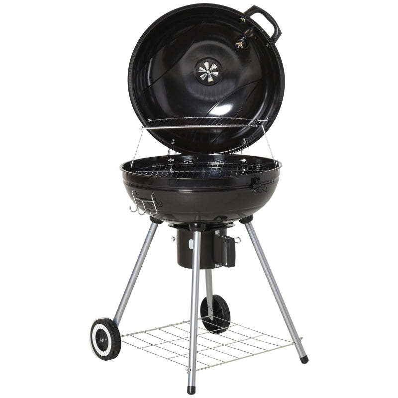 Portable Kettle Charcoal Grill -Black/Silver