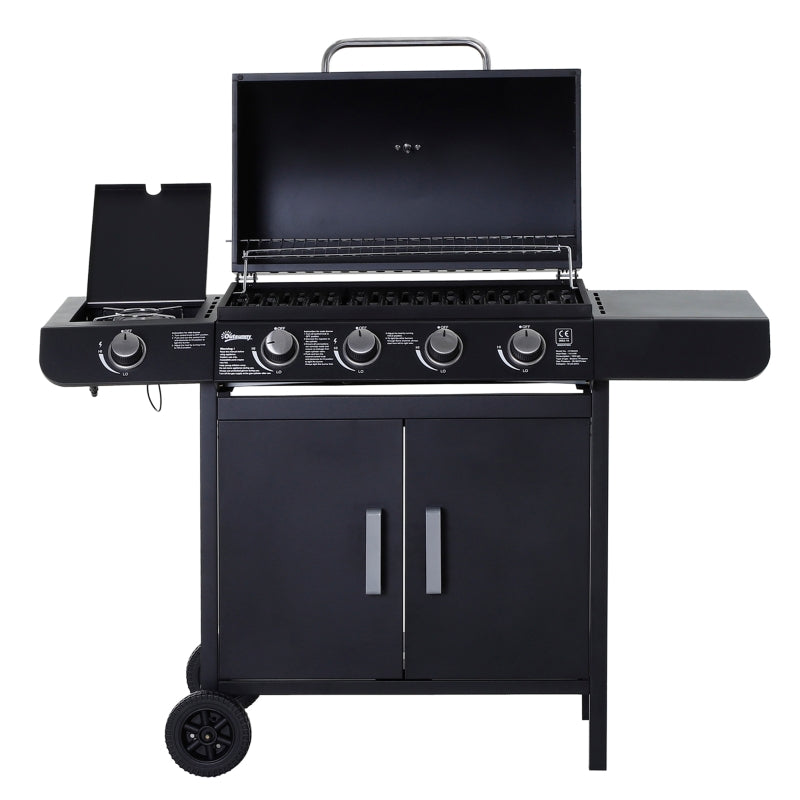 4+1 Gas Burner Grill BBQ Trolley Backyard Garden