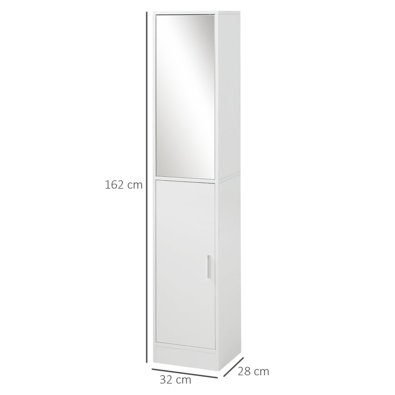 Tall Mirrored Bathroom Cabinet, White