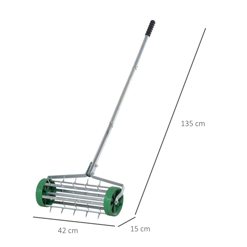 Metal 5 Spike Lawn Aerator Roller Green