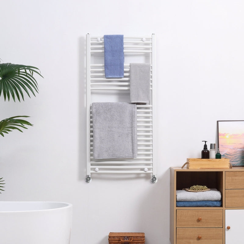 Curved Heated Towel Rail, White
