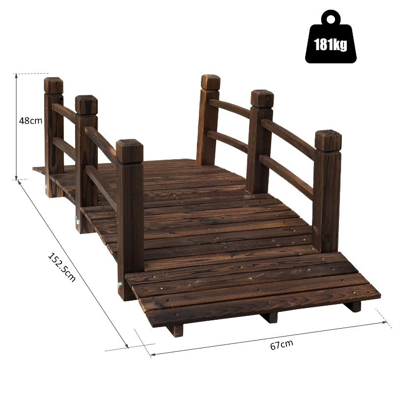 1.5M Wooden Garden Bridge Lawn Décor