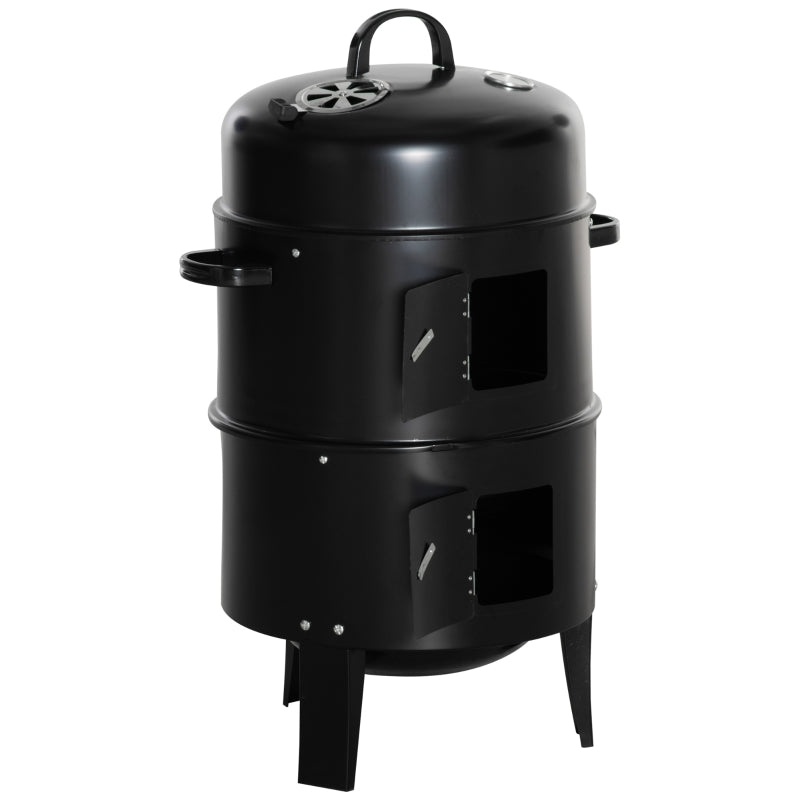 3-in-1 Smoker, Charcoal Barbecue Grill