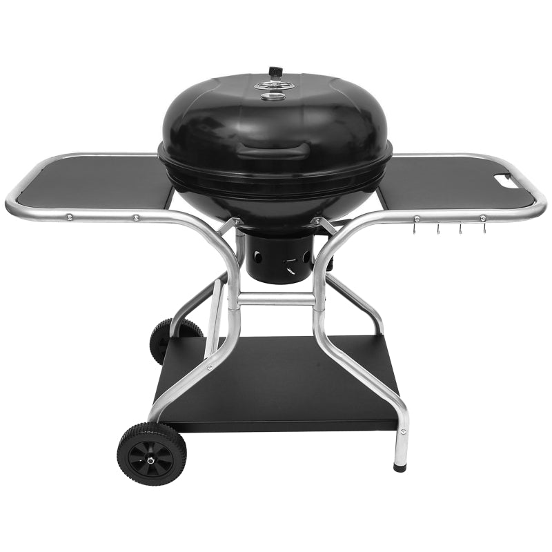 Portable Charcoal Kettle Grill - Free Standing Black