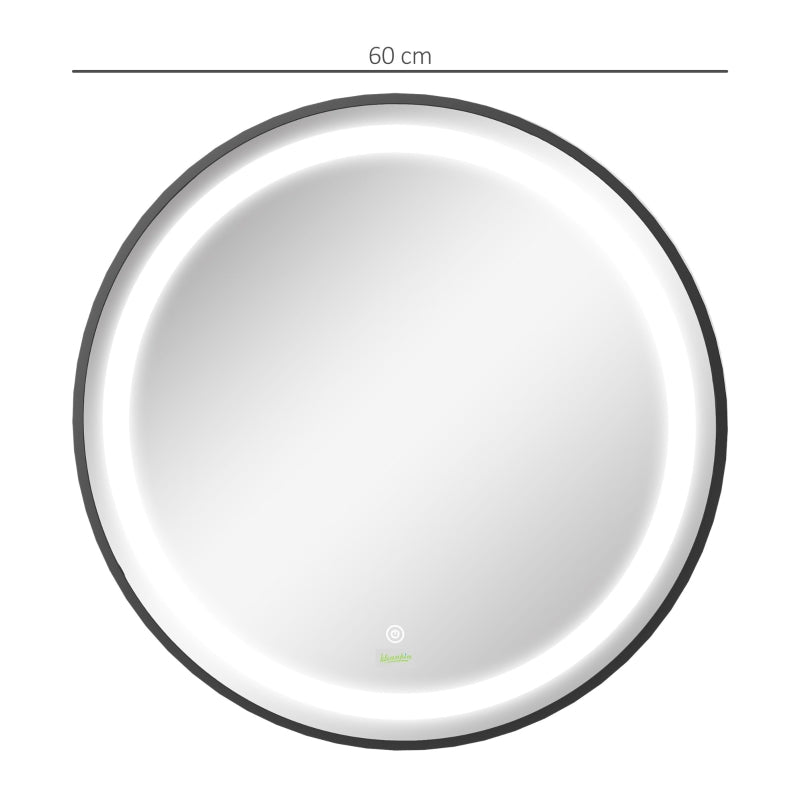 Round LED Bathroom Mirror, Hardwired