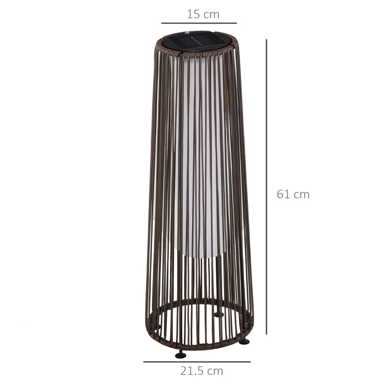 Patio Garden Solar Powered Lights Woven Resin Wicker Lantern Auto On/Off