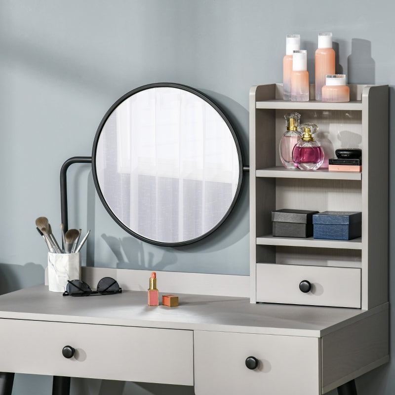 Dressing Table Set With Mirror And Stool, Living Grey